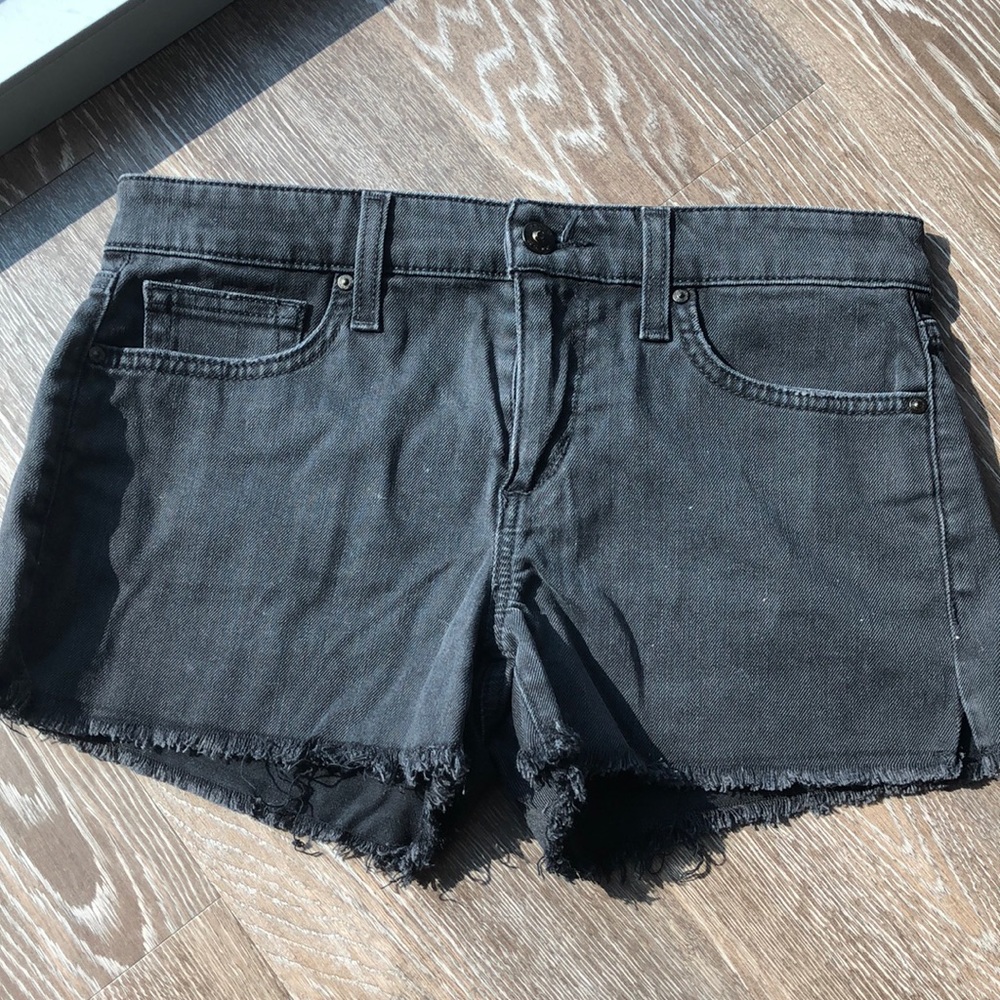 joe’s denim black mid-rise cutoff shorts